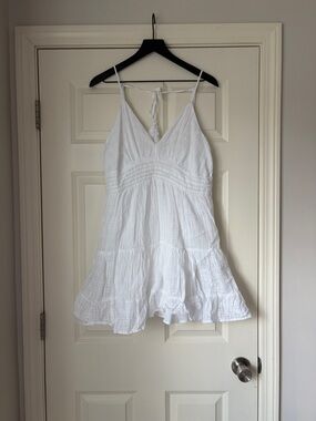American Eagle Outfitters White Cotton Spaghetti-Strap Dress